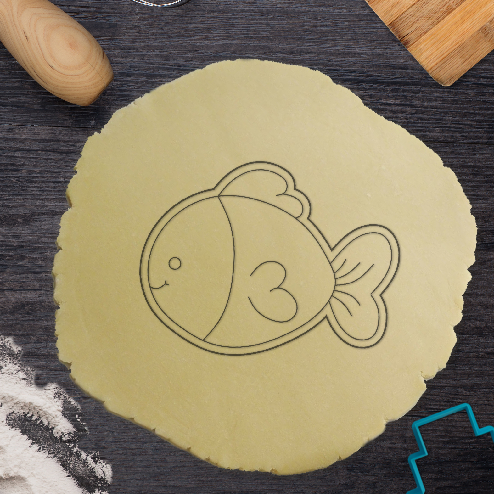 Sea Creatures- Fish Cookie Cutter And Embosser Stamp